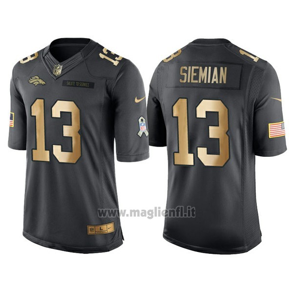 Maglia NFL Gold Anthracite Denver Broncos Siemian Salute To Service 2016 Nero